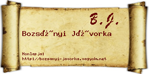 Bozsányi Jávorka névjegykártya